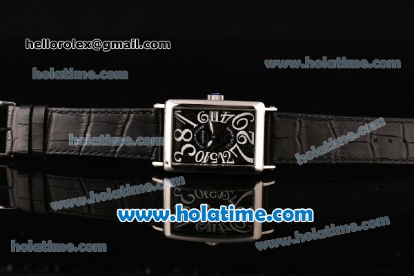 Franck Muller Long Island Asia 2813 Automatic Steel Case with White Arabic Numeral Markers and Black Dial - Click Image to Close